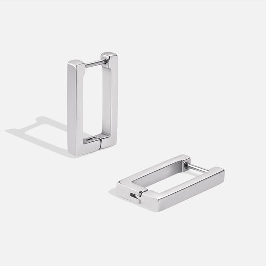 Silver Rektangulära Ringörhängen