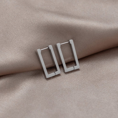 Silver Rektangulära Ringörhängen