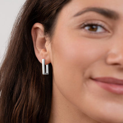 Silver Rektangulära Ringörhängen