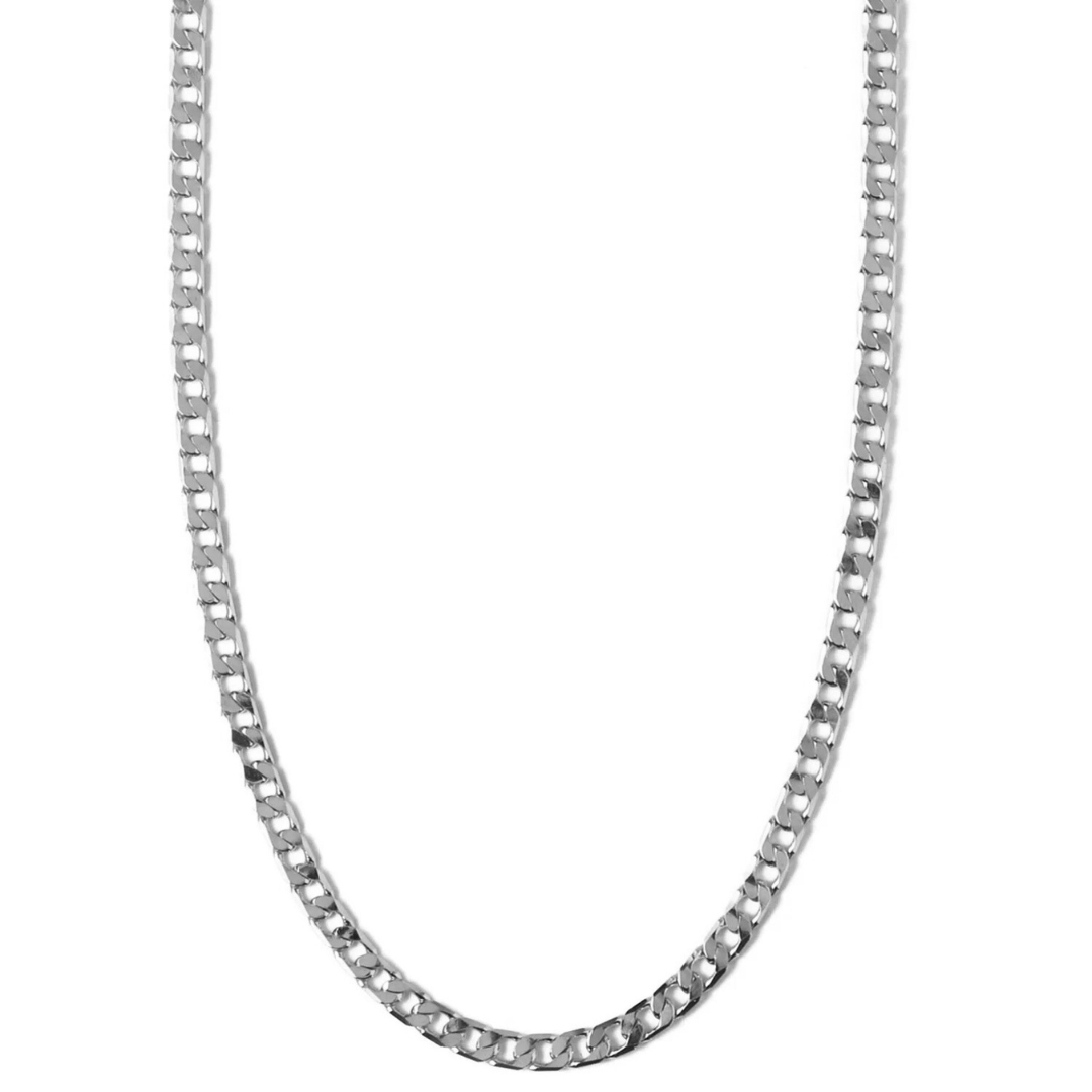 Halsband med platt länk och kantkedja | Vitt guld