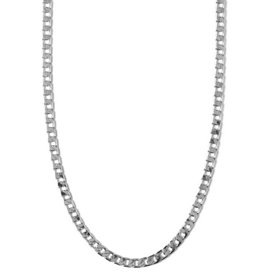 Halsband med platt länk och kantkedja | Vitt guld