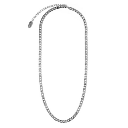 Halsband med platt länk och kantkedja | Vitt guld